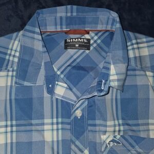 Simms Fishing Shirt Mens Medium Plaid Western Long Sleeve Button Up Performance